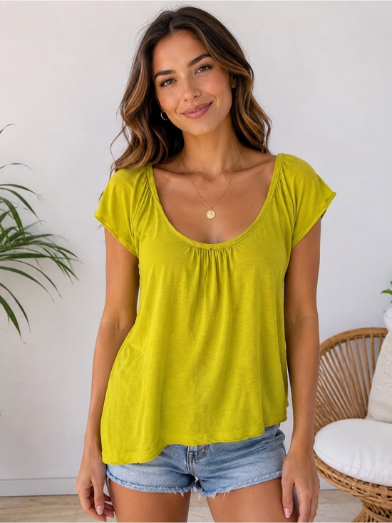 Calvin Klein Jeans Tops - Calvin Klein Jeans Lime Green Scoop Neck Tee Top Medium Casual Soft
